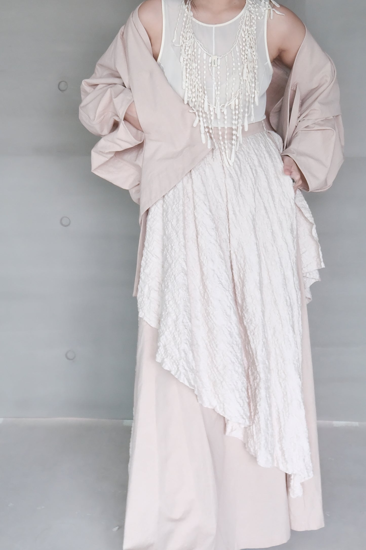 misty pink ruched layered skirt (limited item)