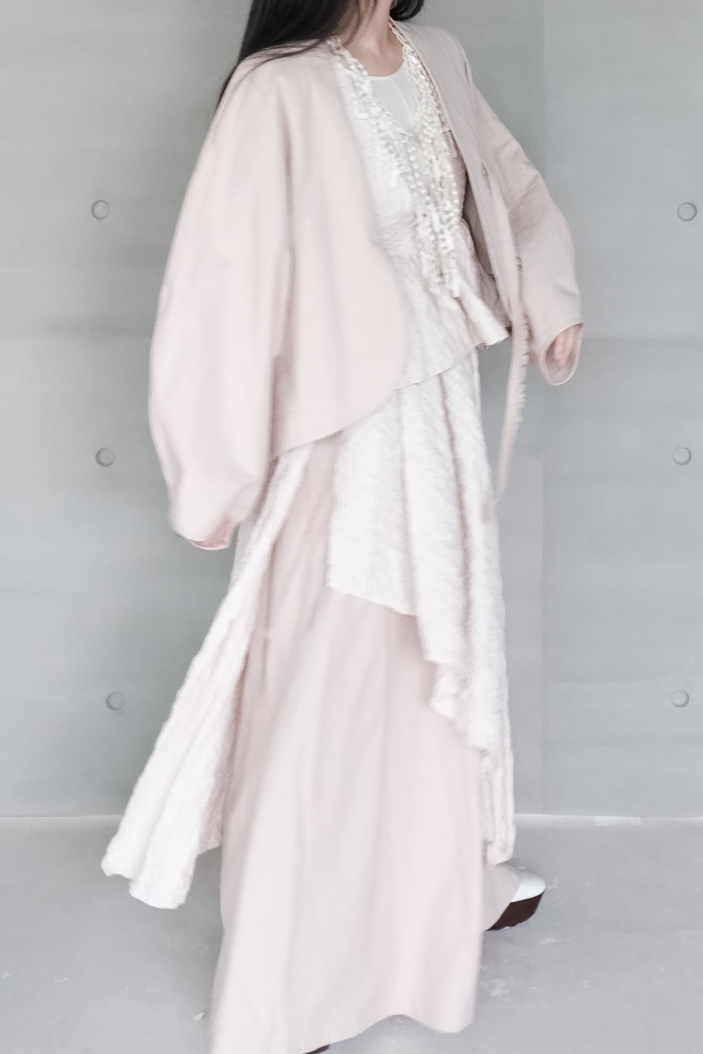 misty pink ruched layered skirt (limited item)