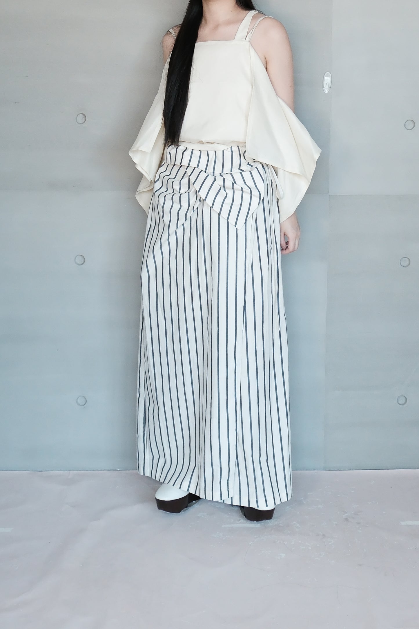 asymmetric folded layer strap dress