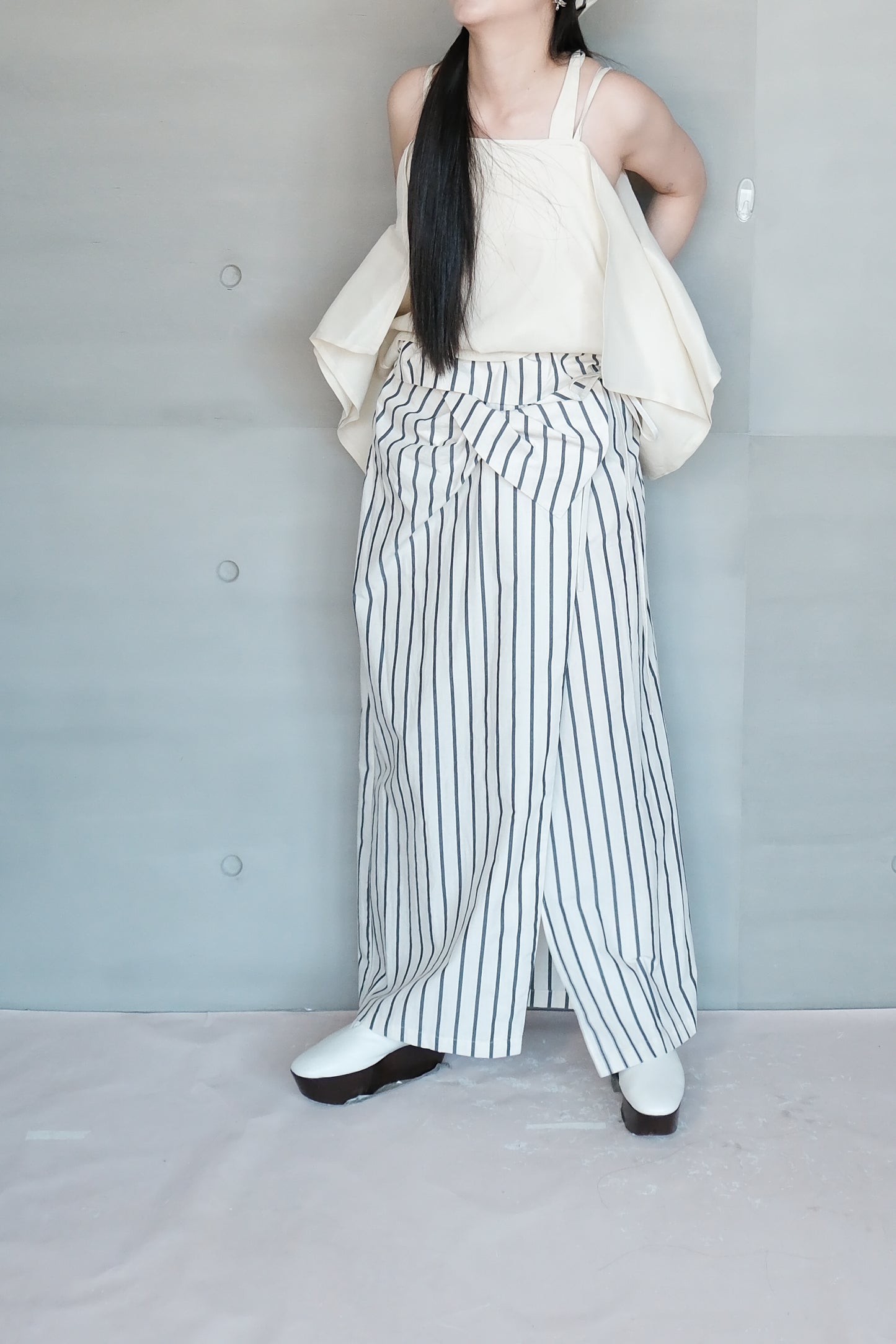 asymmetric folded layer strap dress