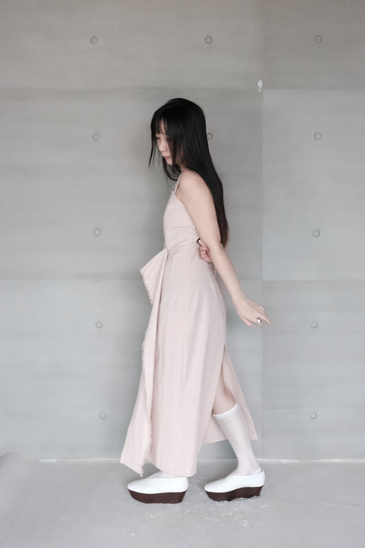 misty pink thin-strap asymmetrical dress (in-stock)