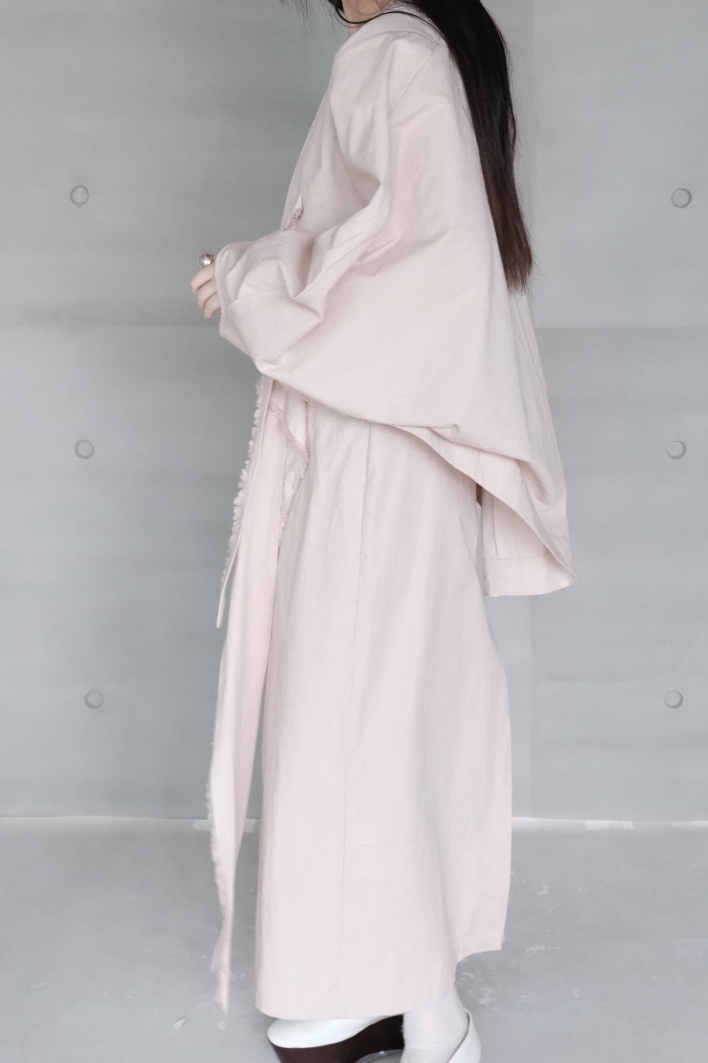 misty pink long-sleeve cover-up jacket ( in-stock )