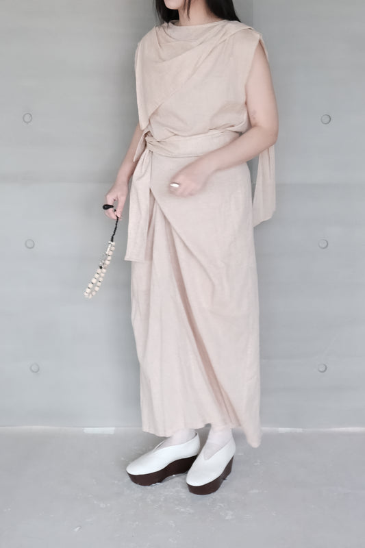 non-dyed organic wrap midi skirt (in-stock)