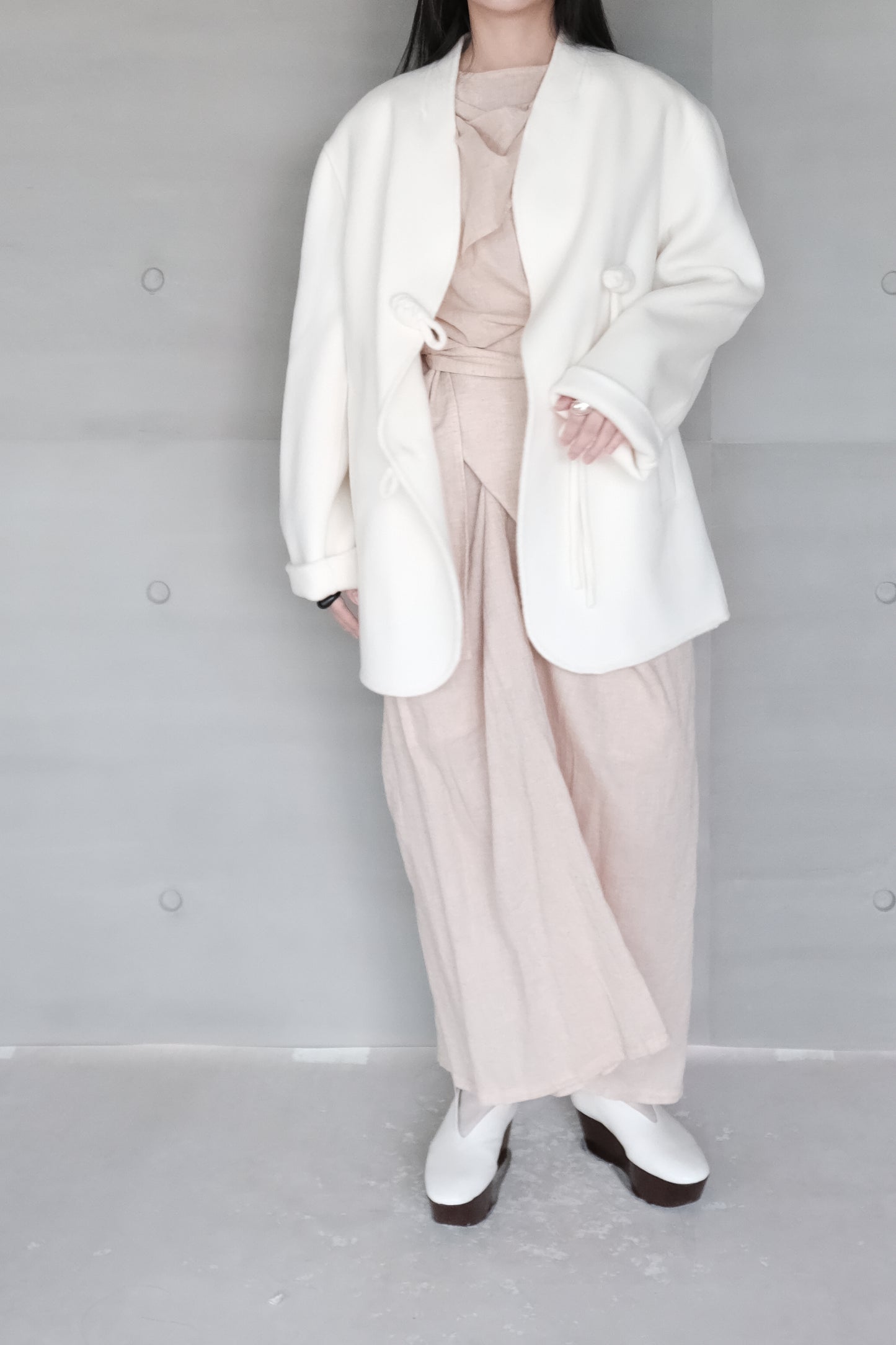 non-dyed organic wrap midi skirt (in-stock)