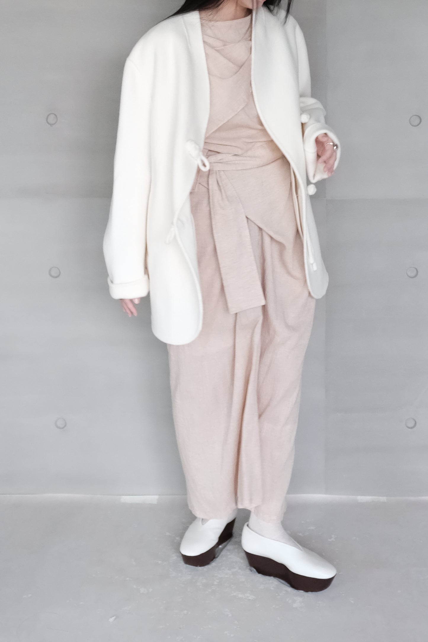 non-dyed organic wrap midi skirt (in-stock)