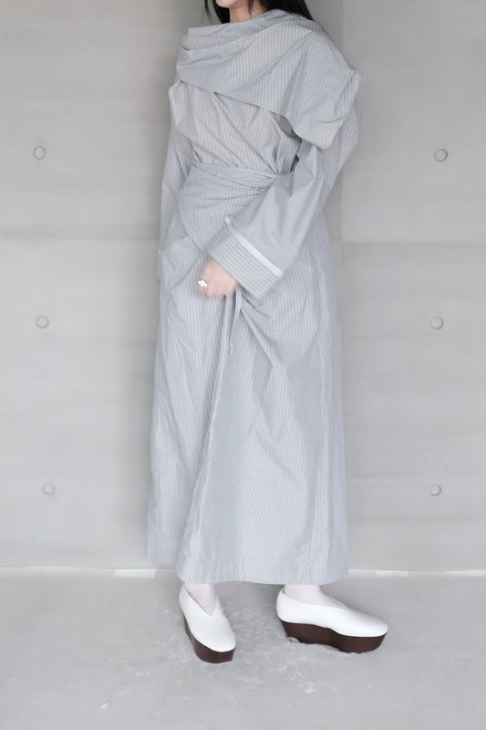 blue striped canvas wrapped dress (in-stock)