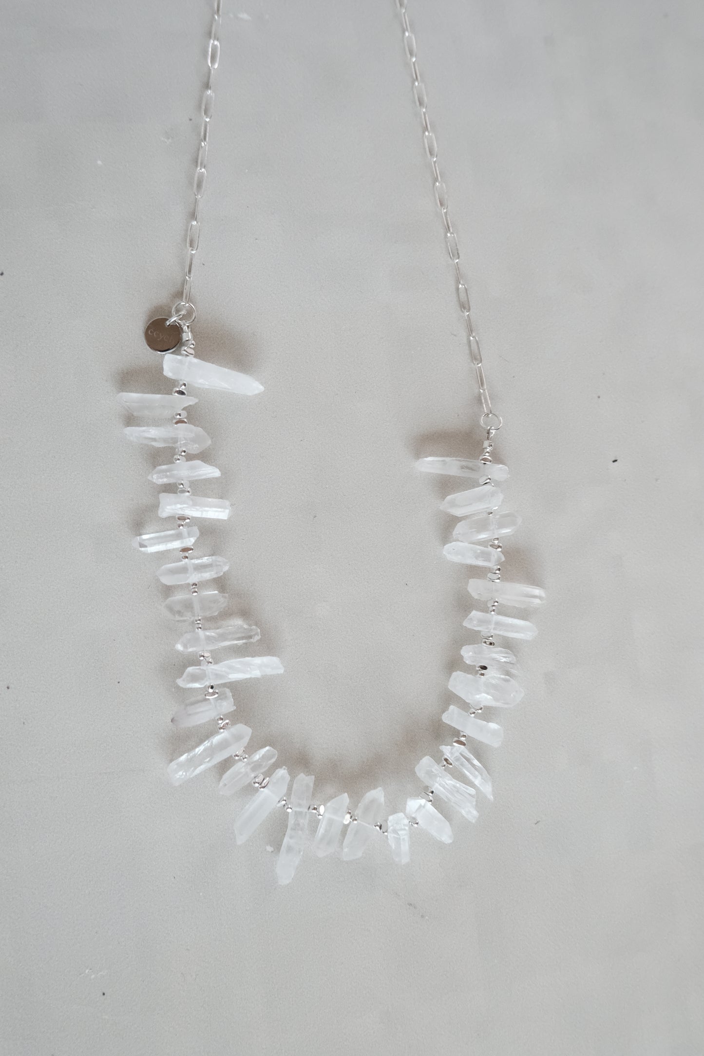 clear quartz raw crystal long necklace