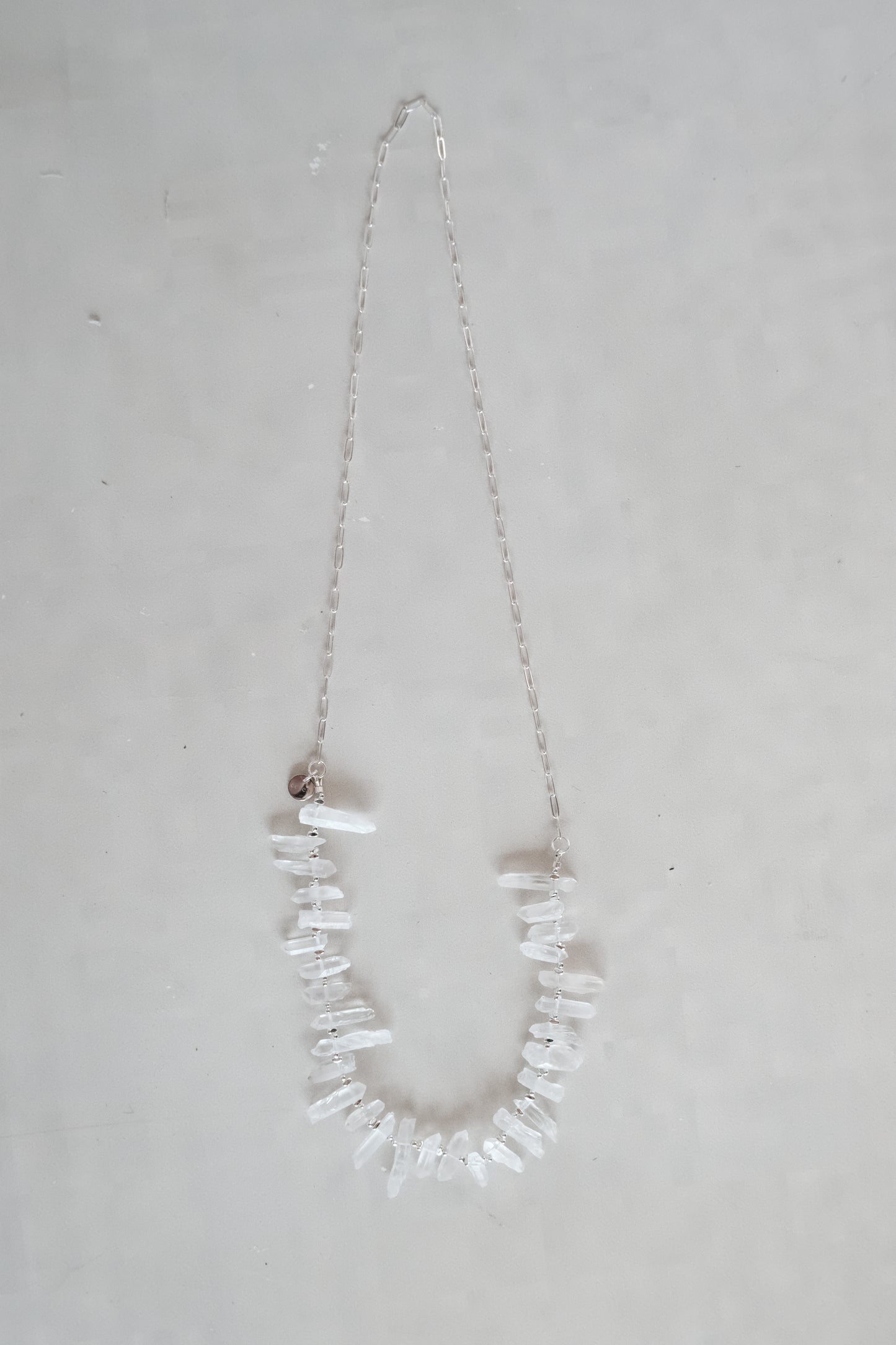 clear quartz raw crystal long necklace
