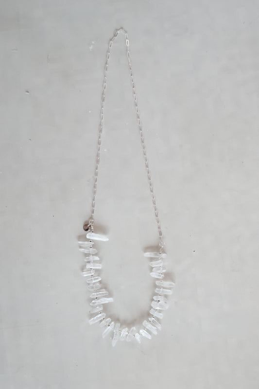clear quartz raw crystal long necklace