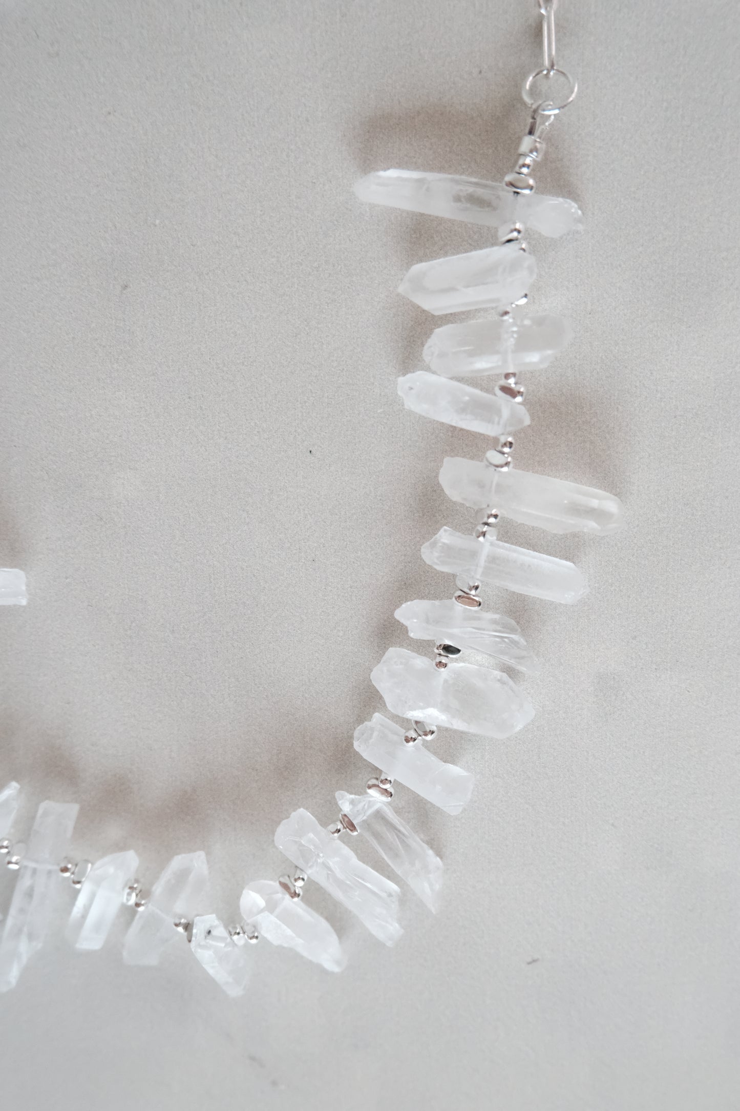 clear quartz raw crystal long necklace