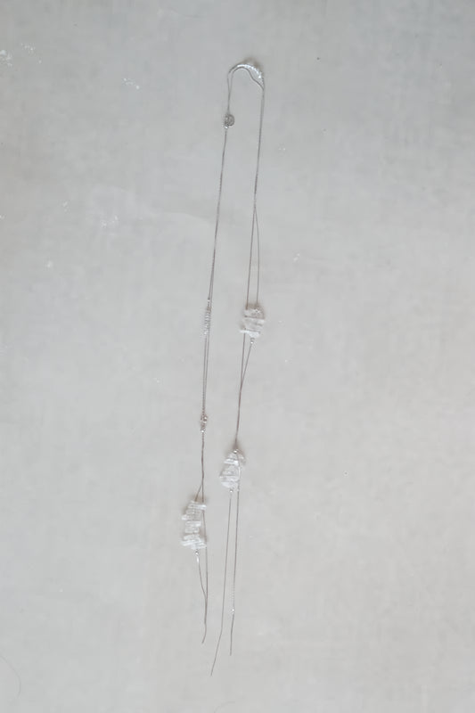 clear quartz raw crystal long waist chain