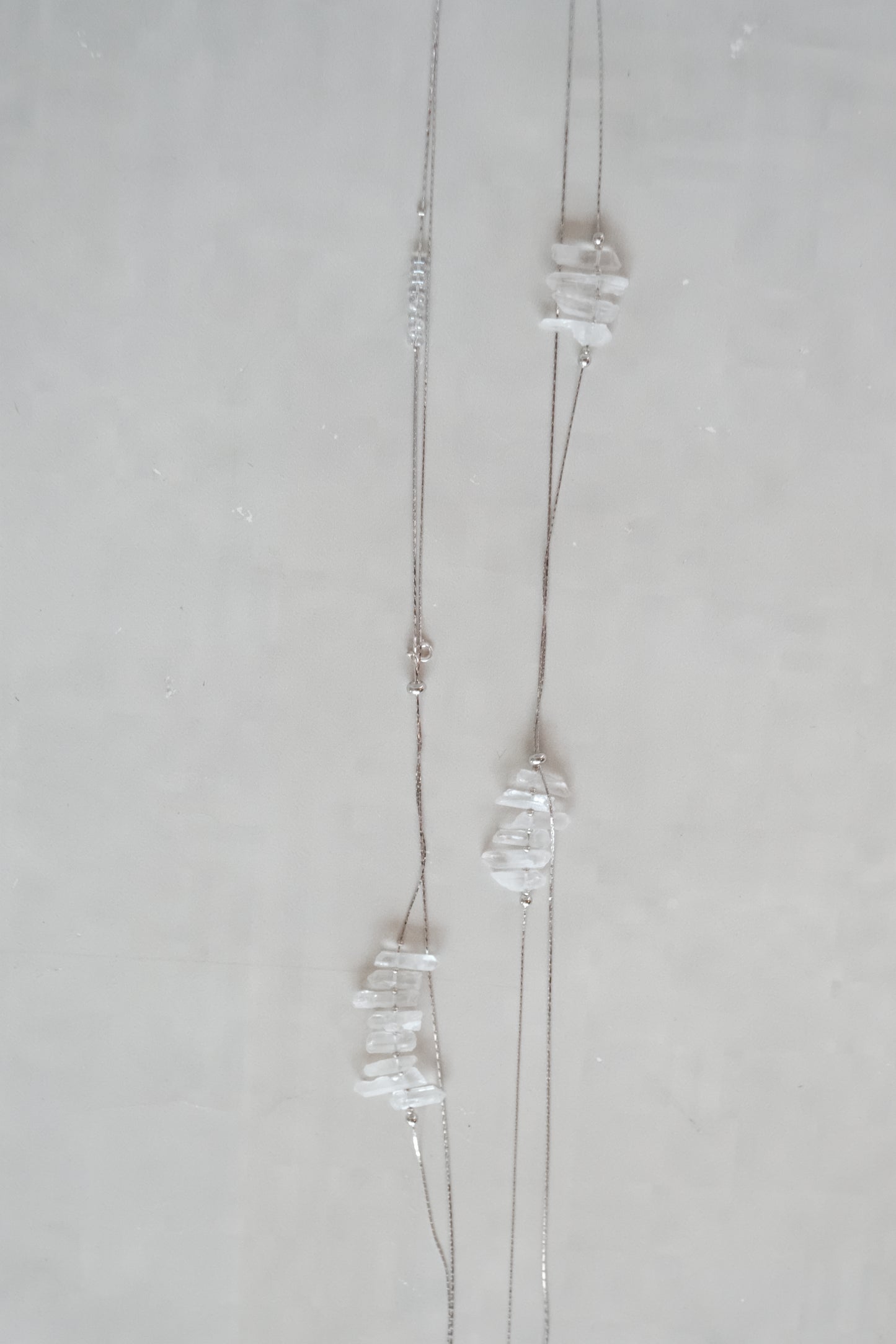 clear quartz raw crystal long waist chain