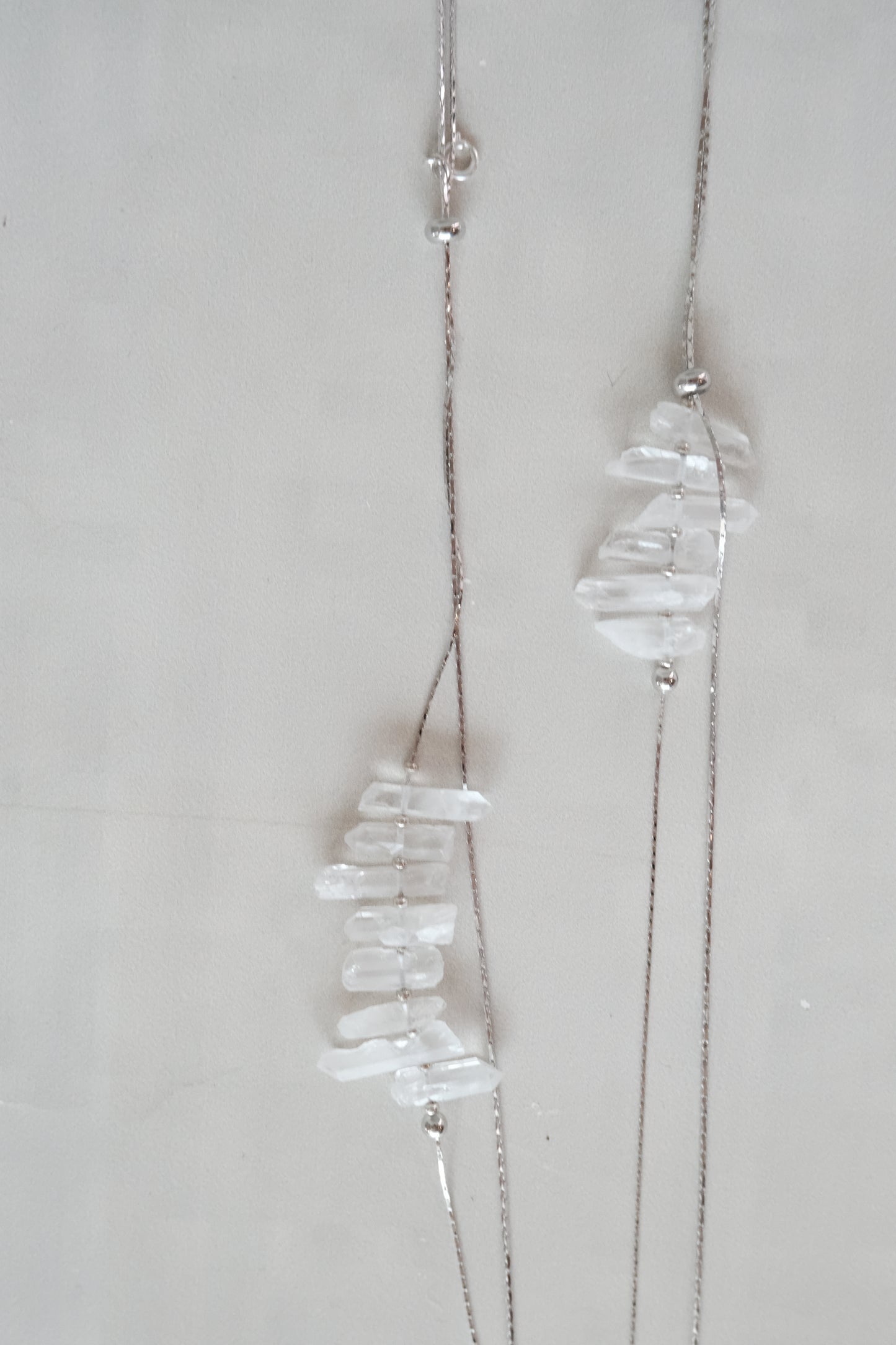 clear quartz raw crystal long waist chain