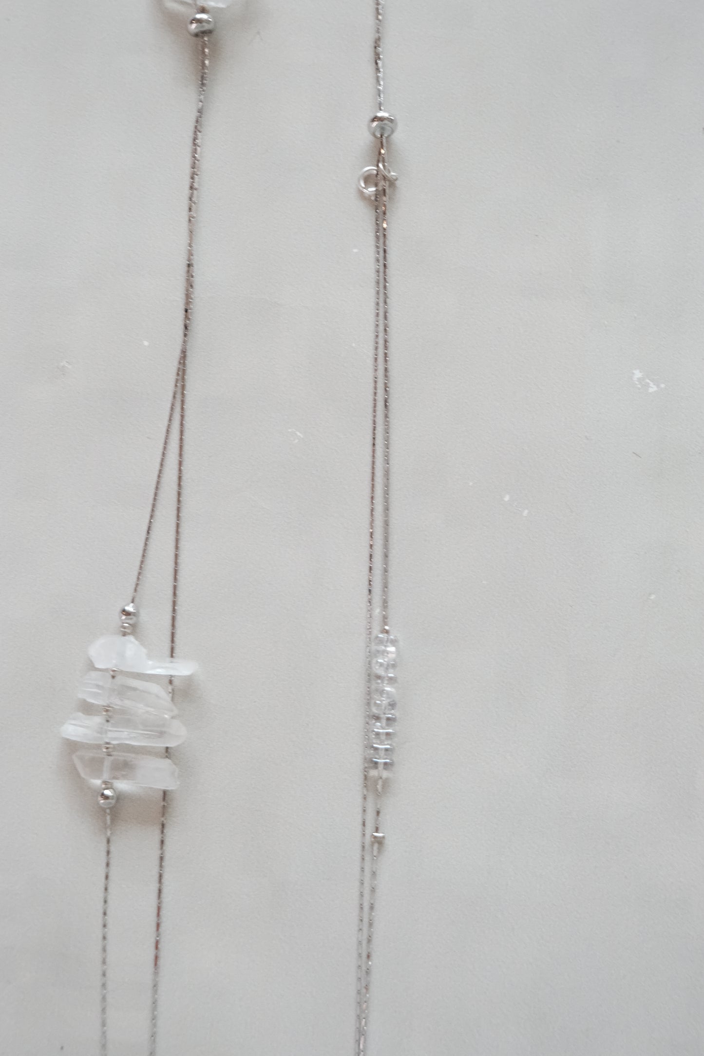 clear quartz raw crystal long waist chain