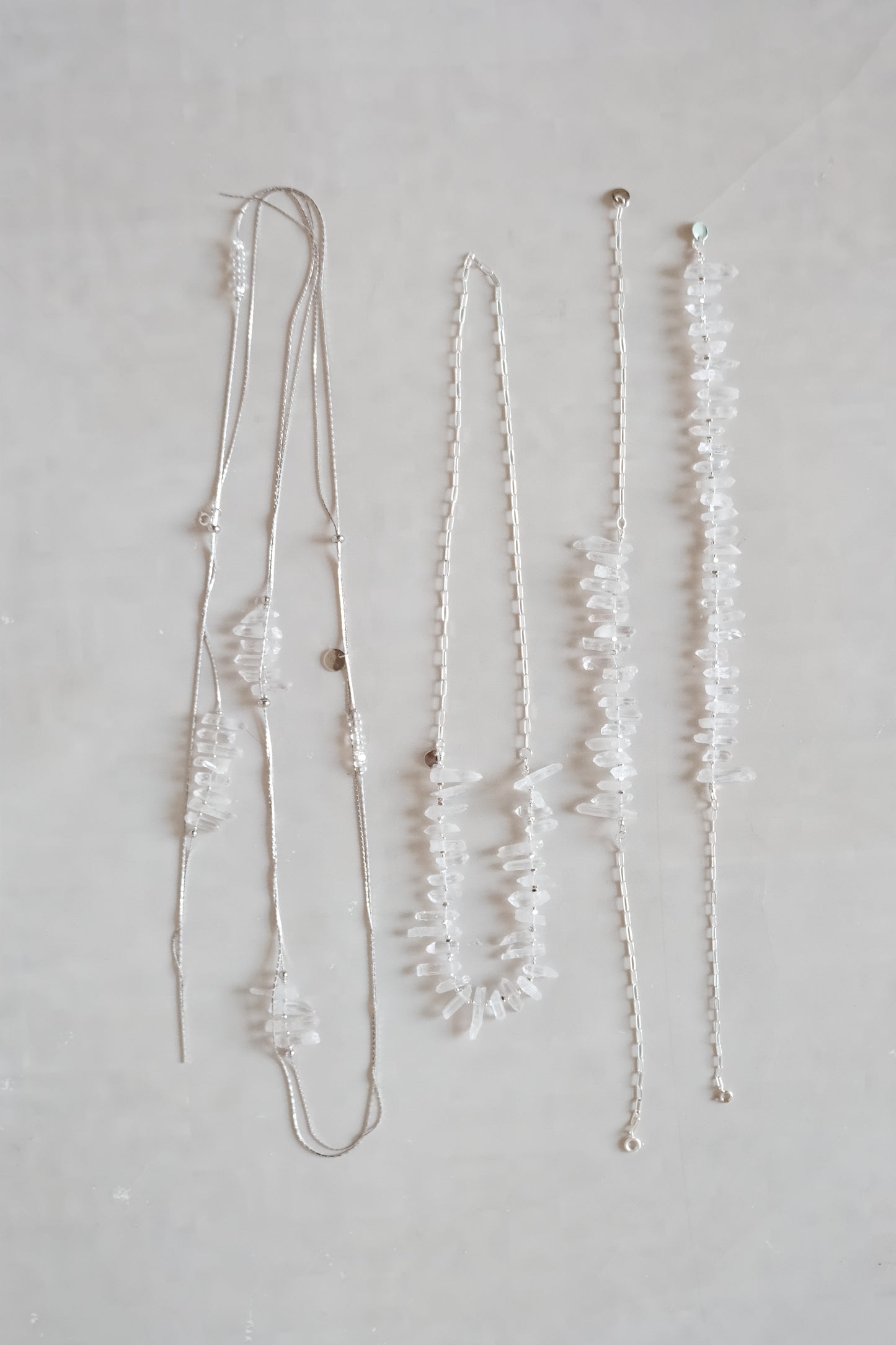 clear quartz raw crystal long waist chain
