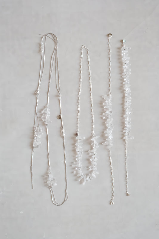 clear quartz raw crystal long waist chain