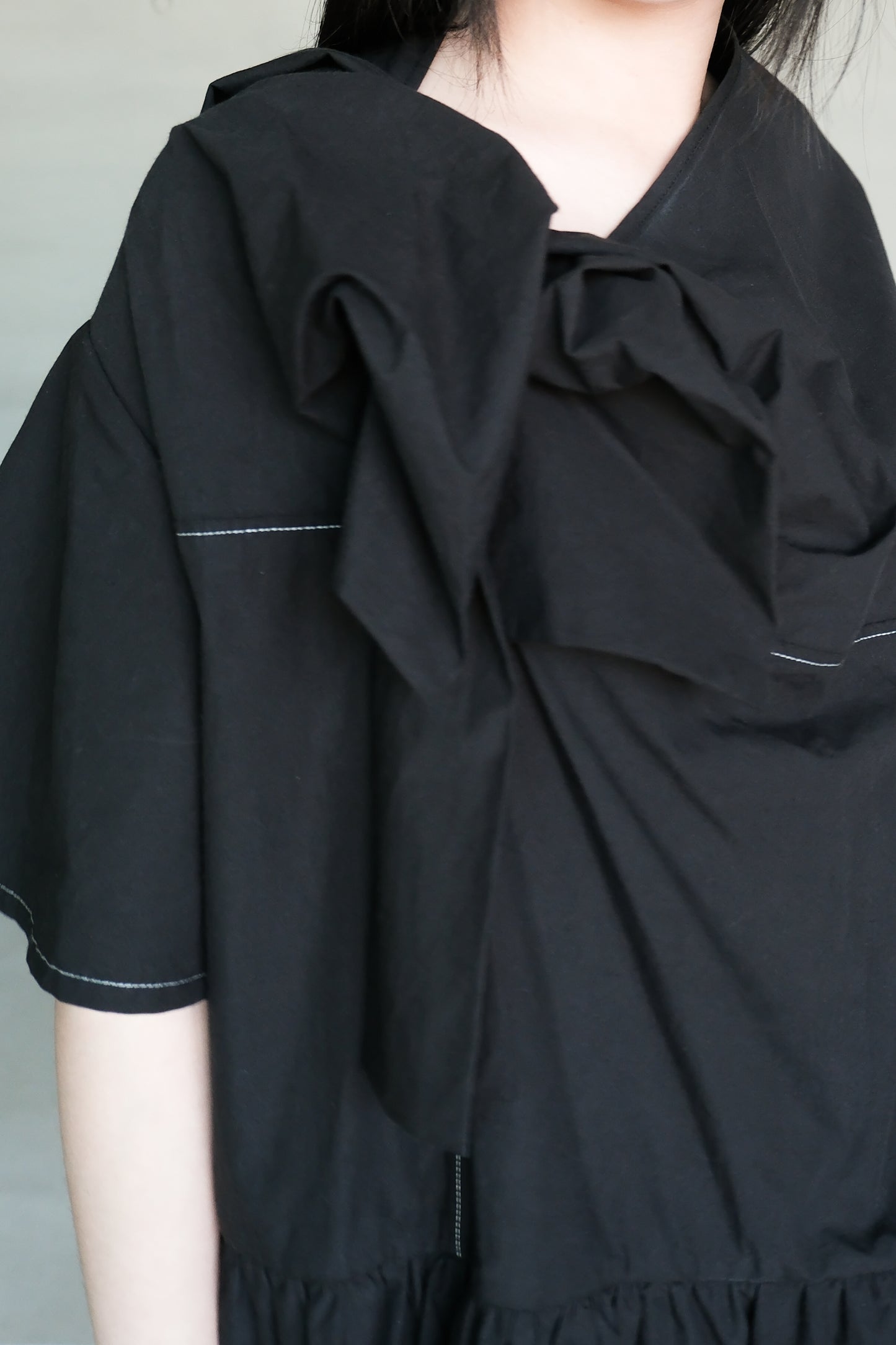 knot-bow ruched long dress