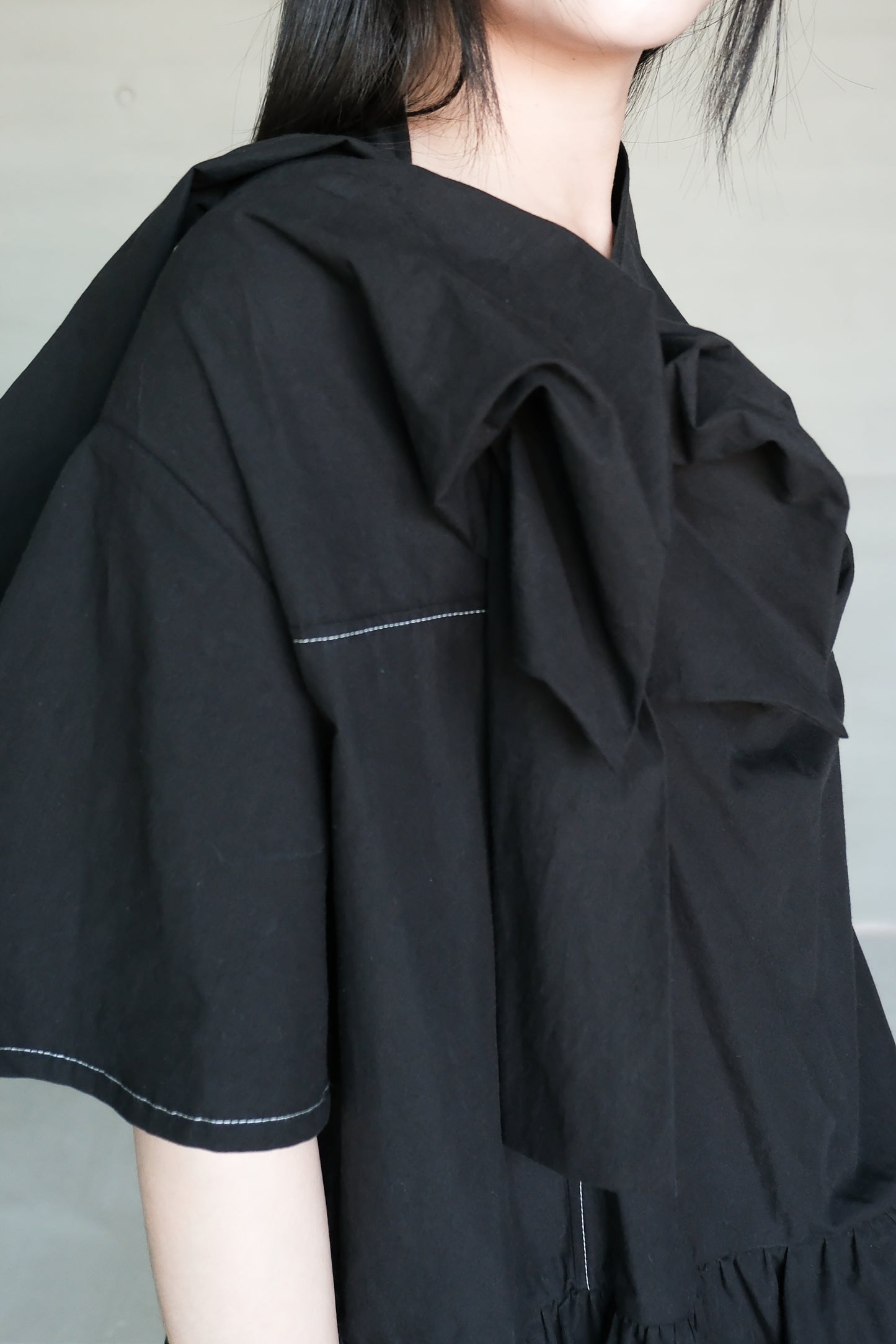 knot-bow ruched long dress