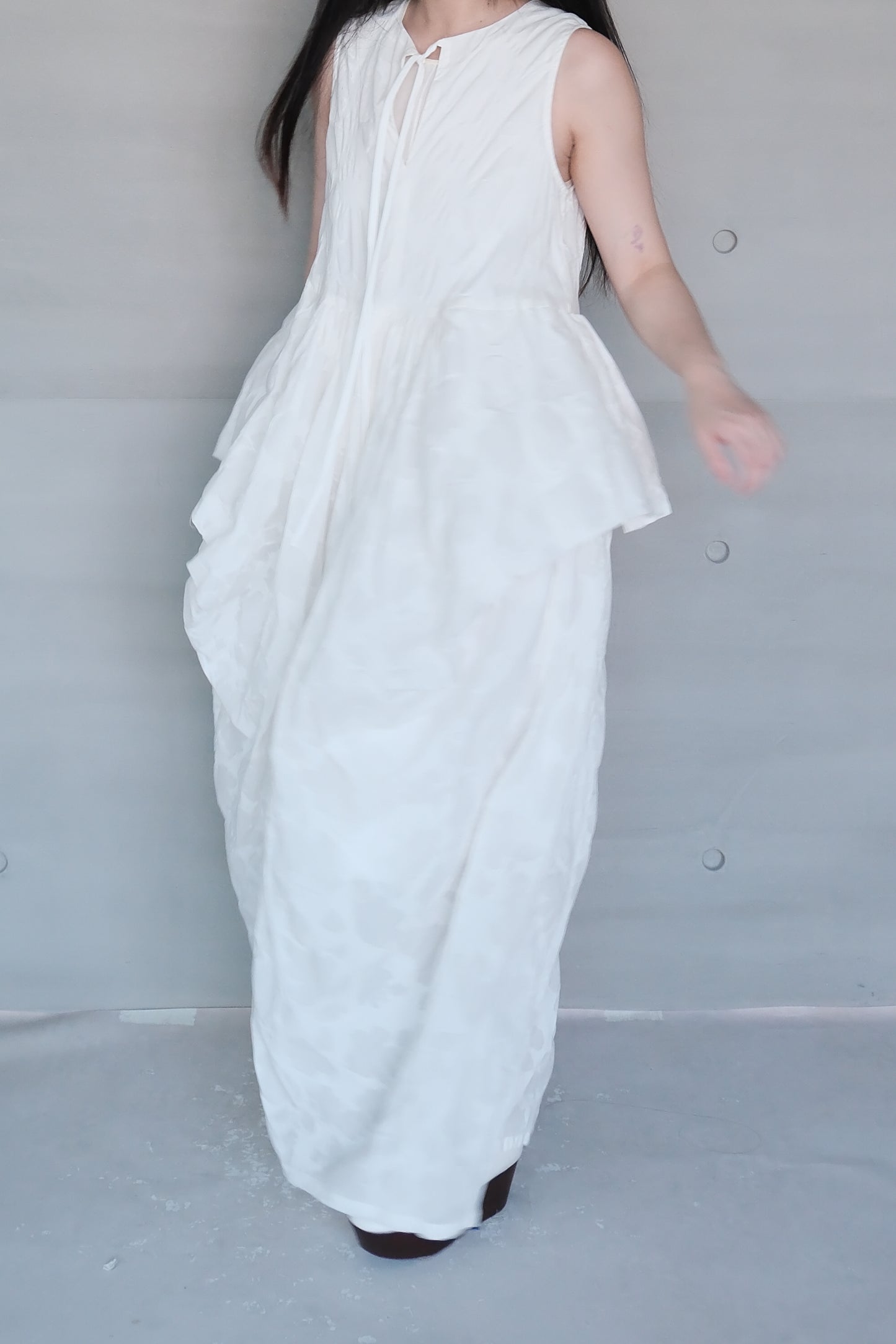 draped layered sleeveless dress (in-stock)