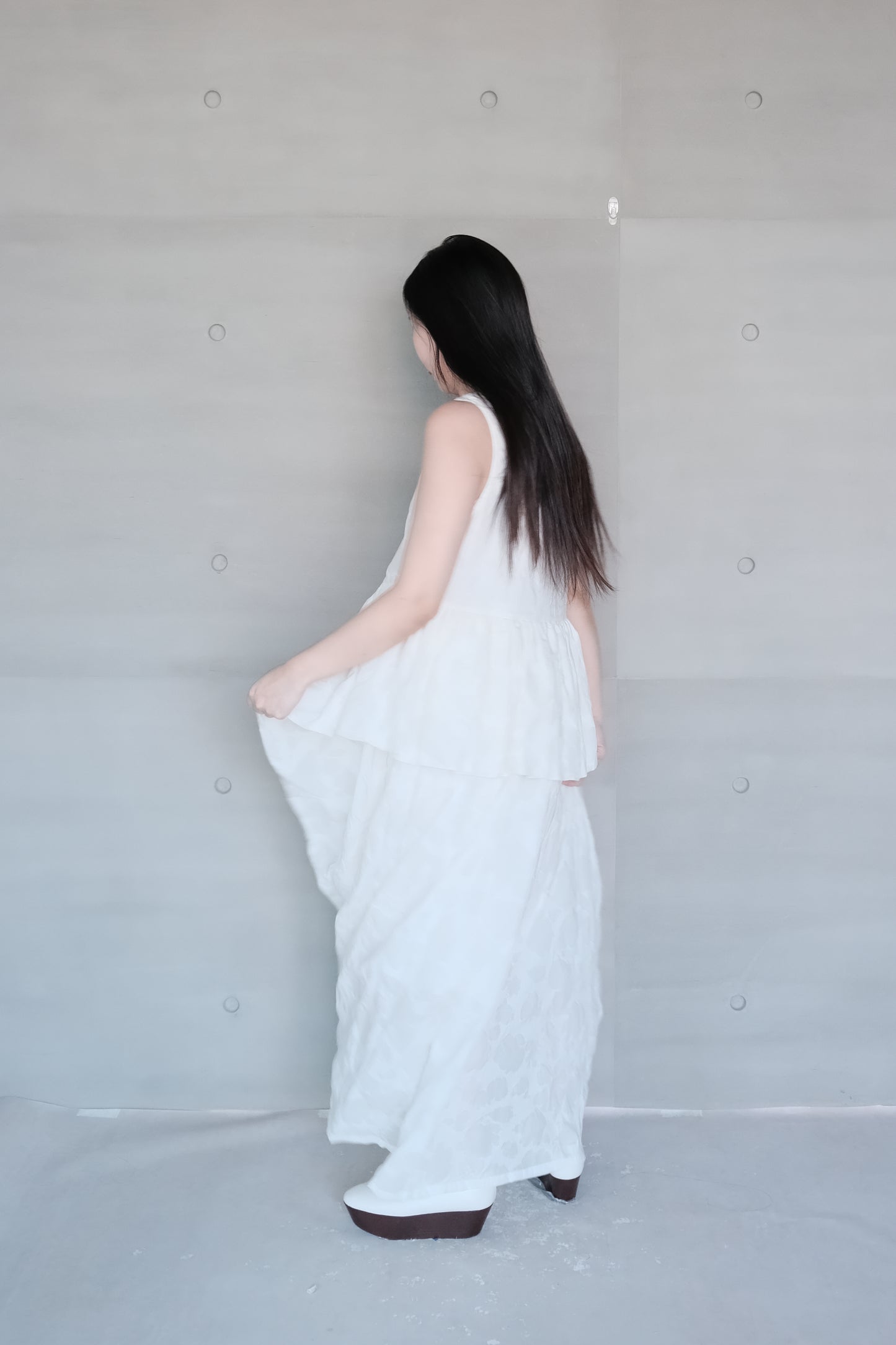 draped layered sleeveless dress (in-stock)
