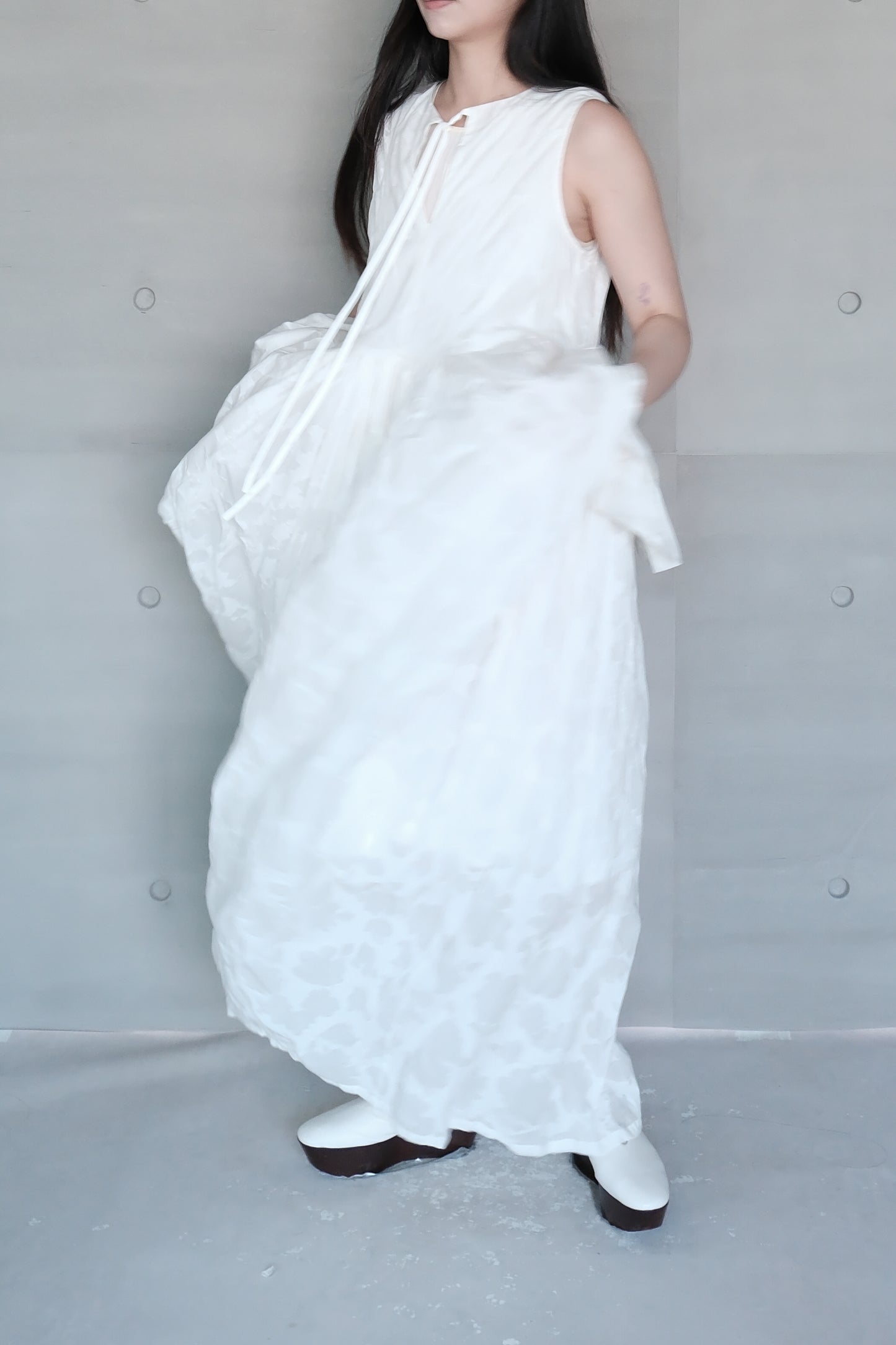 draped layered sleeveless dress (in-stock)