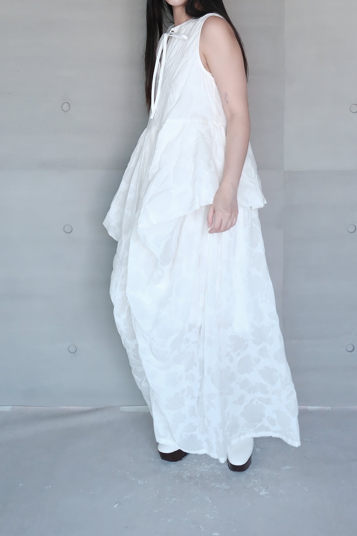 draped layered sleeveless dress (in-stock)