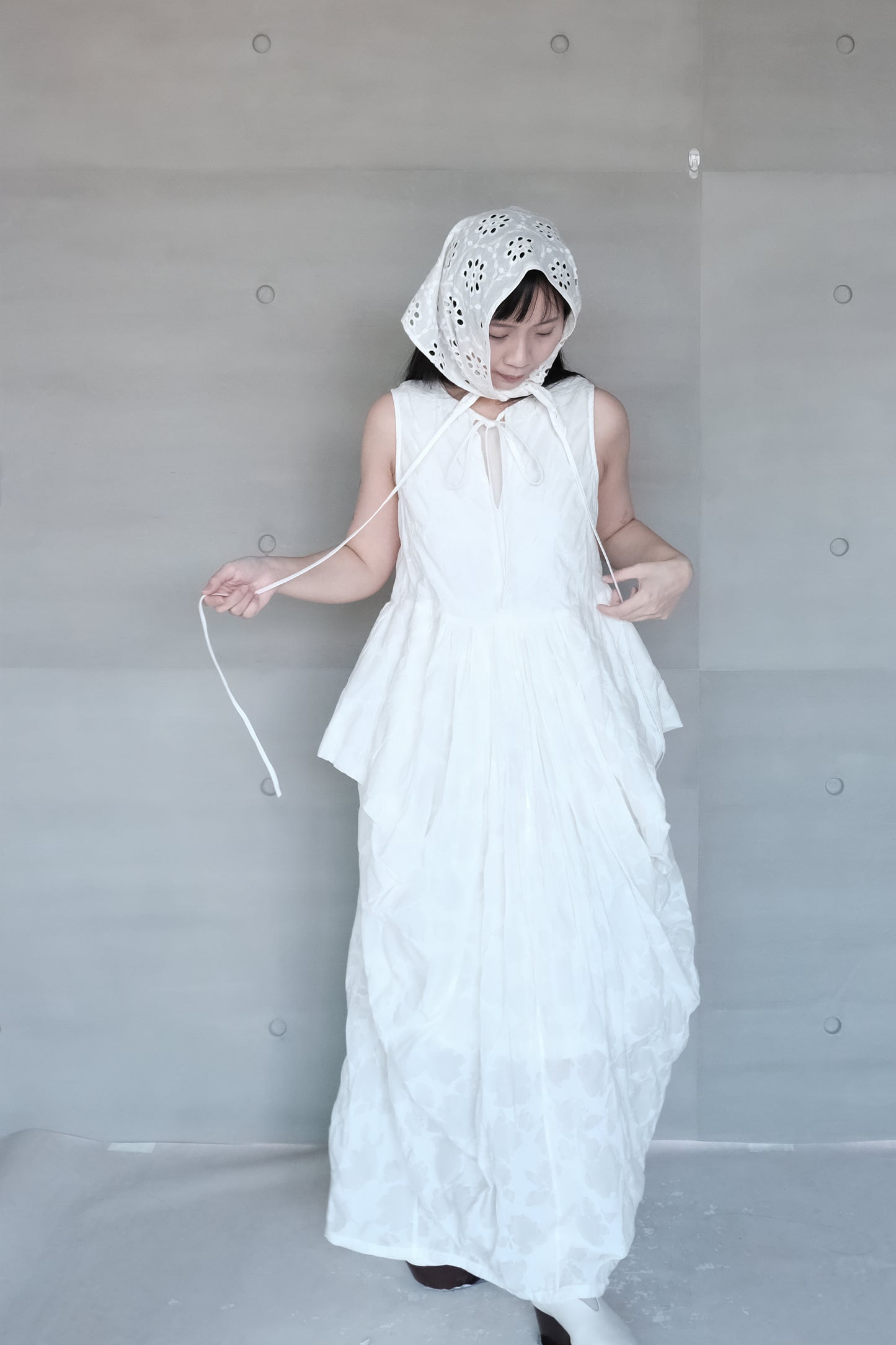 draped layered sleeveless dress (in-stock)