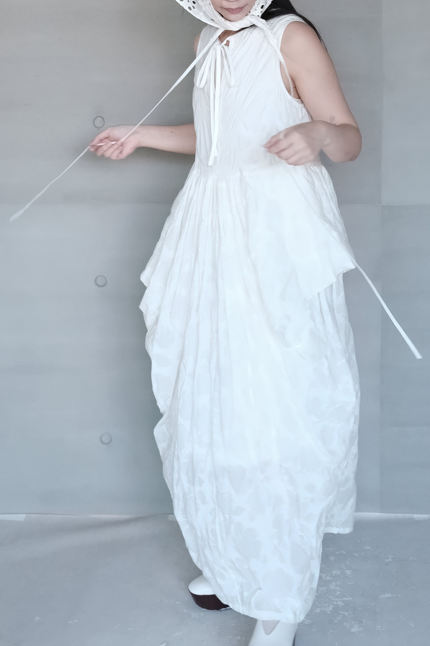 draped layered sleeveless dress (in-stock)