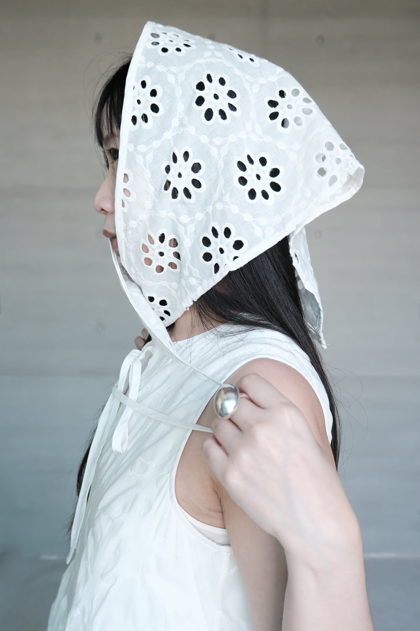 lace jacquard multi-way triangle scarf