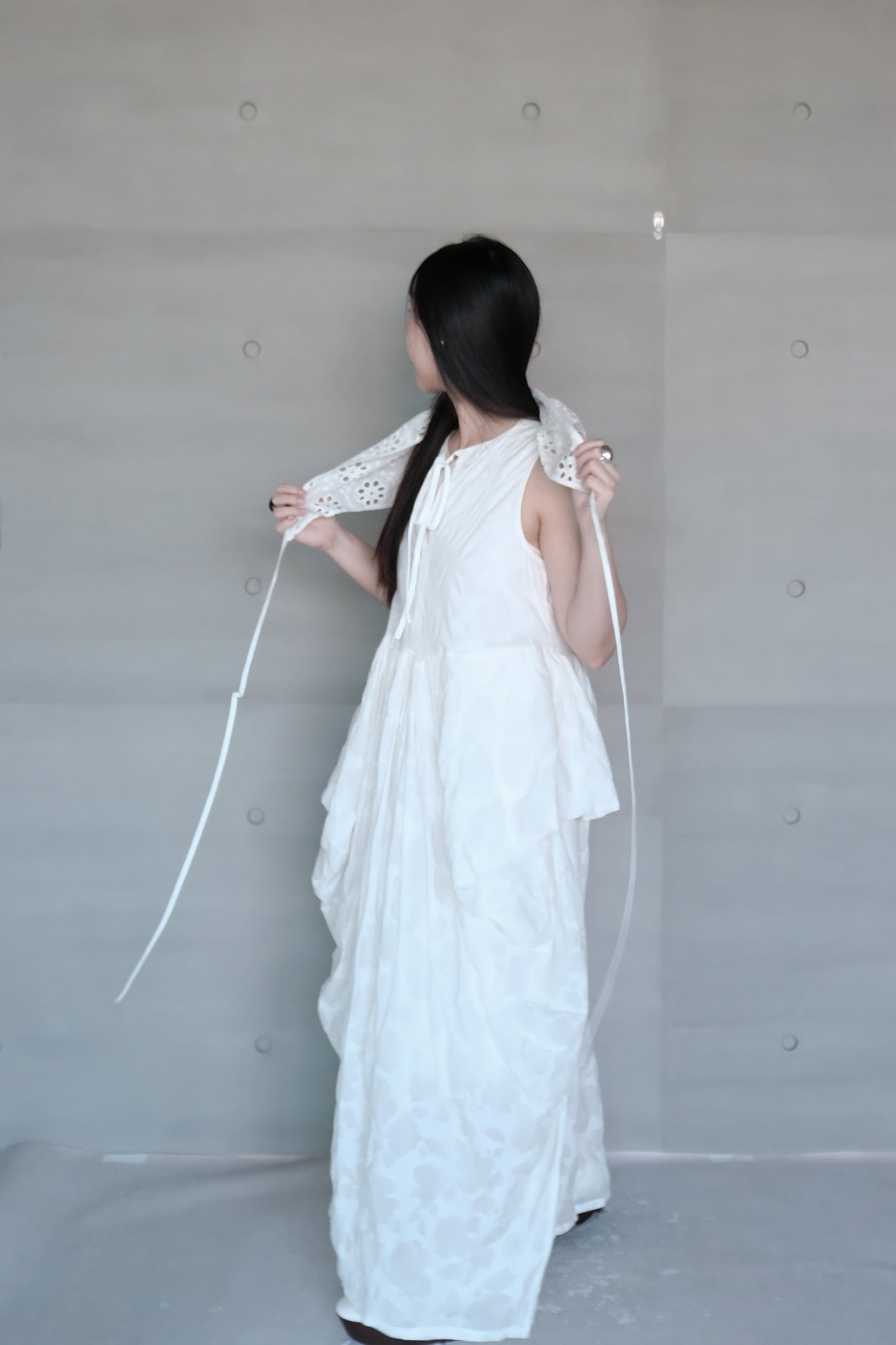 draped layered sleeveless dress (in-stock)