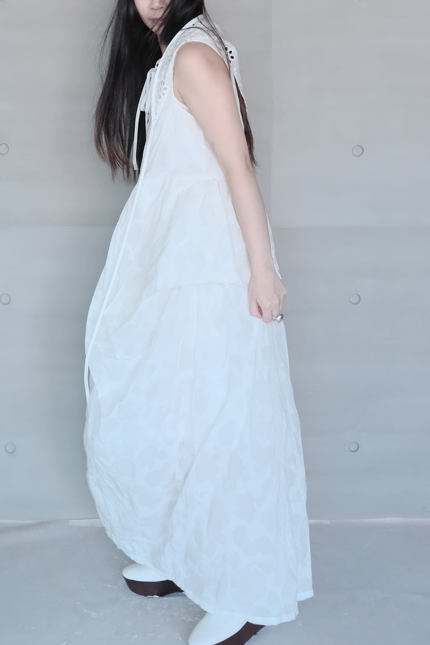 draped layered sleeveless dress (in-stock)