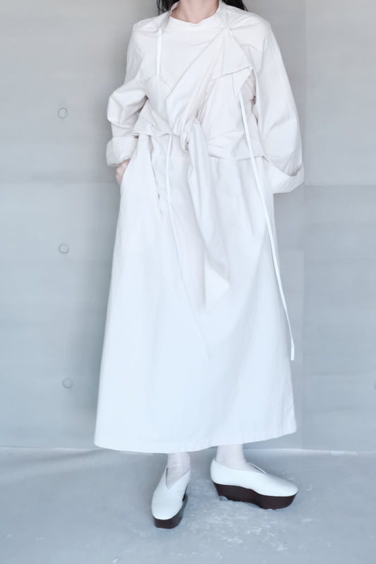 knot-draped grey long-sleeves dress （pre-order)