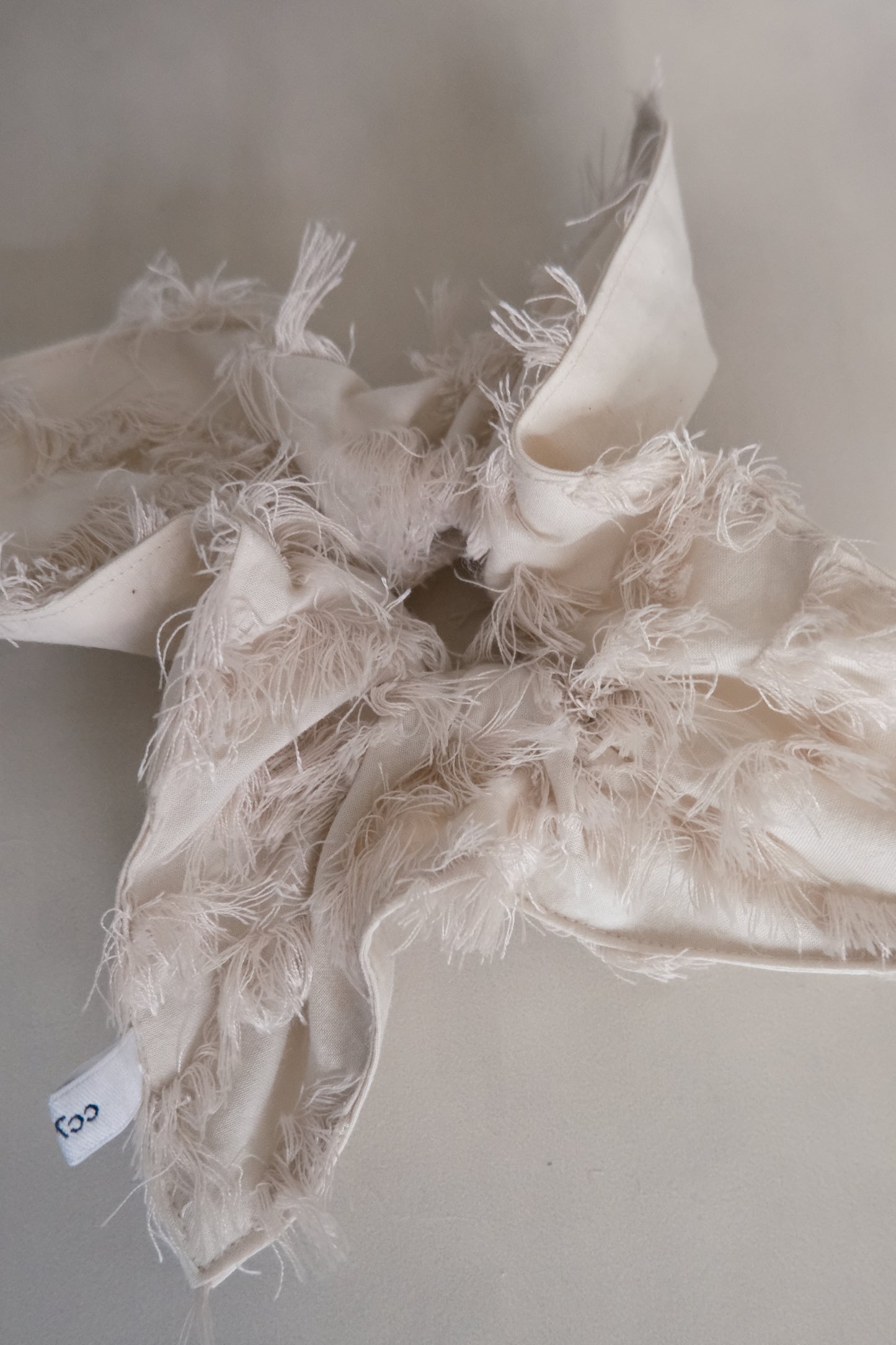 square patchwork hair tie - beige