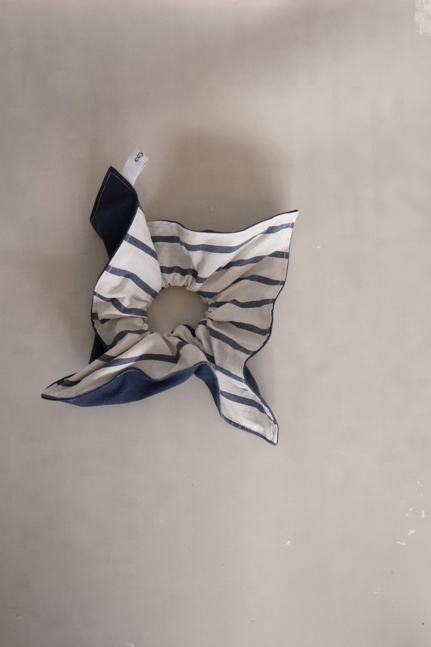 square patchwork hair tie - stripe navy