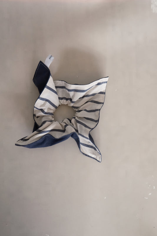 square patchwork hair tie - stripe navy
