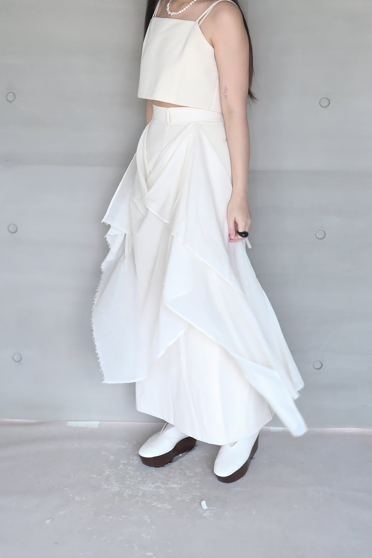 draped-tie wool blend straight skirt (limited item)