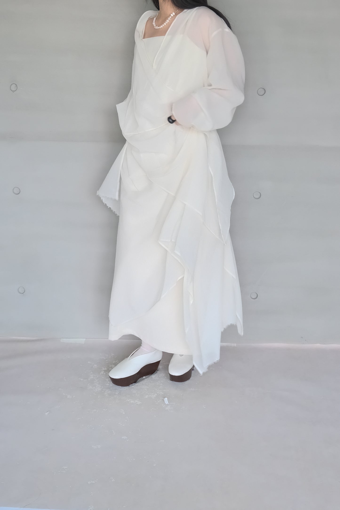 draped-tie wool blend straight skirt (limited item)