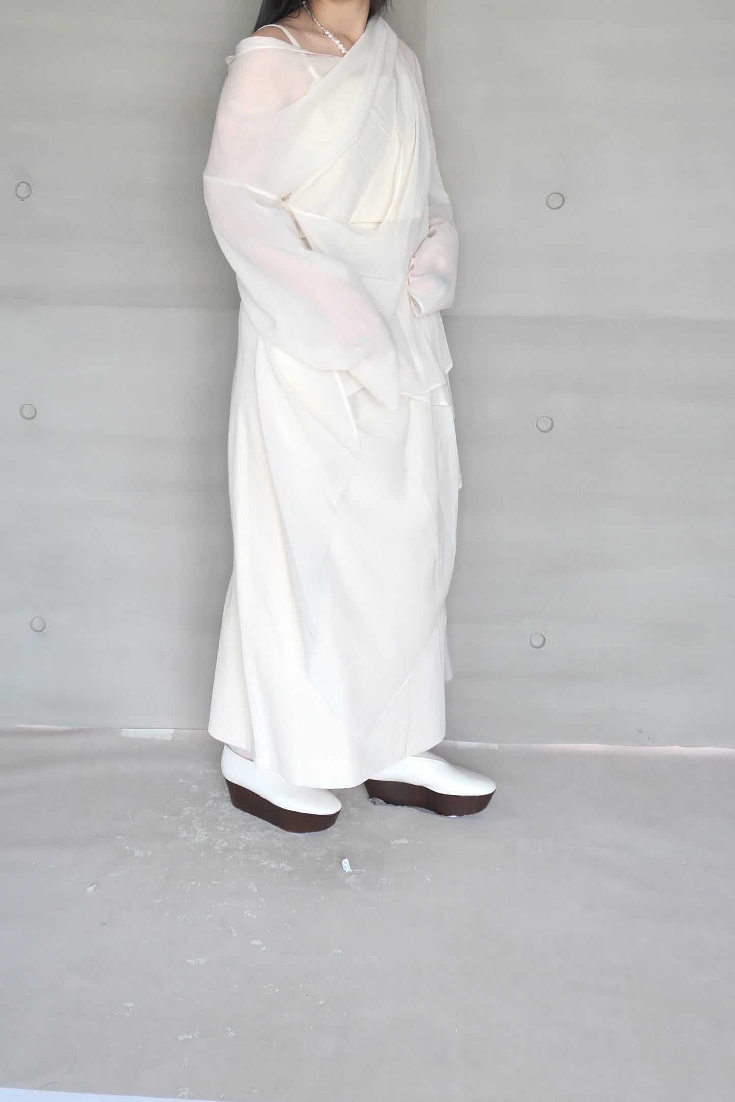 draped-tie wool blend straight skirt (limited item)