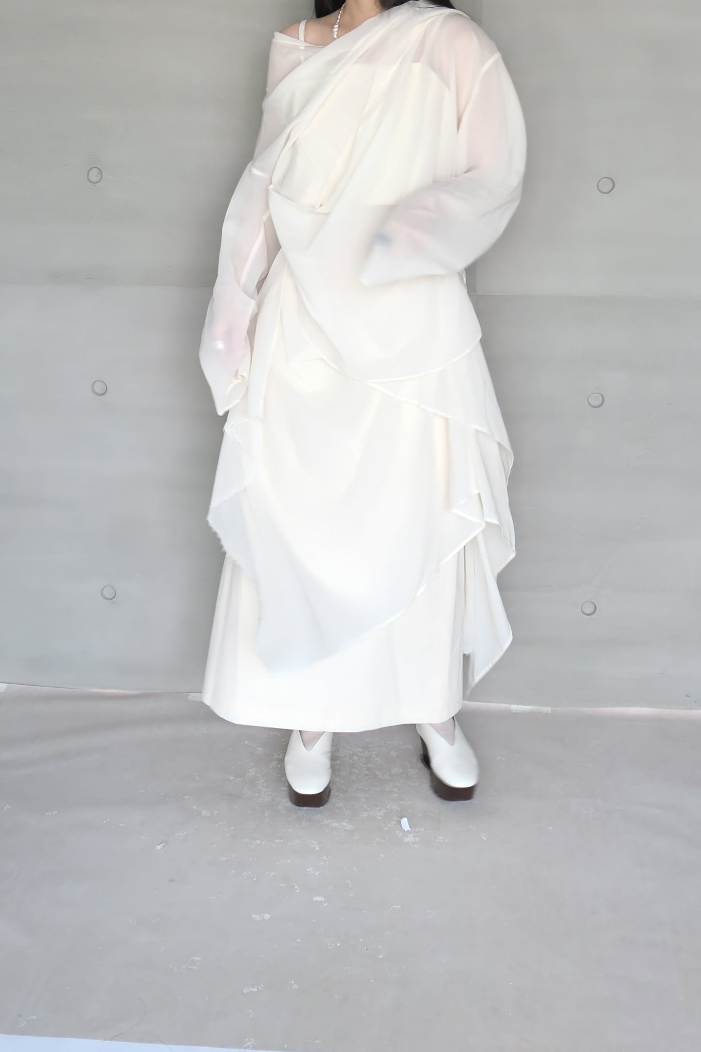 draped-tie wool blend straight skirt (limited item)