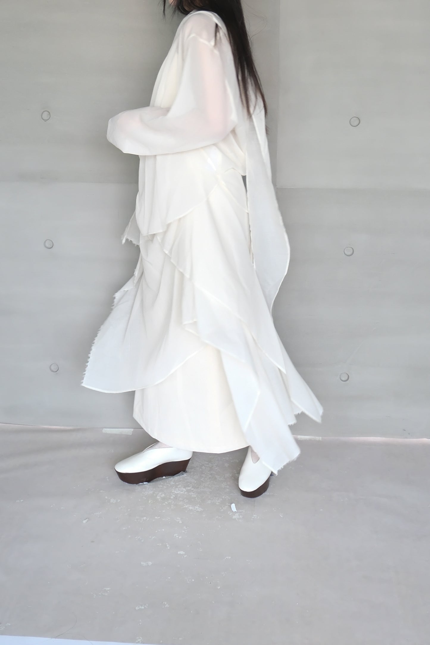 draped-tie wool blend straight skirt (limited item)