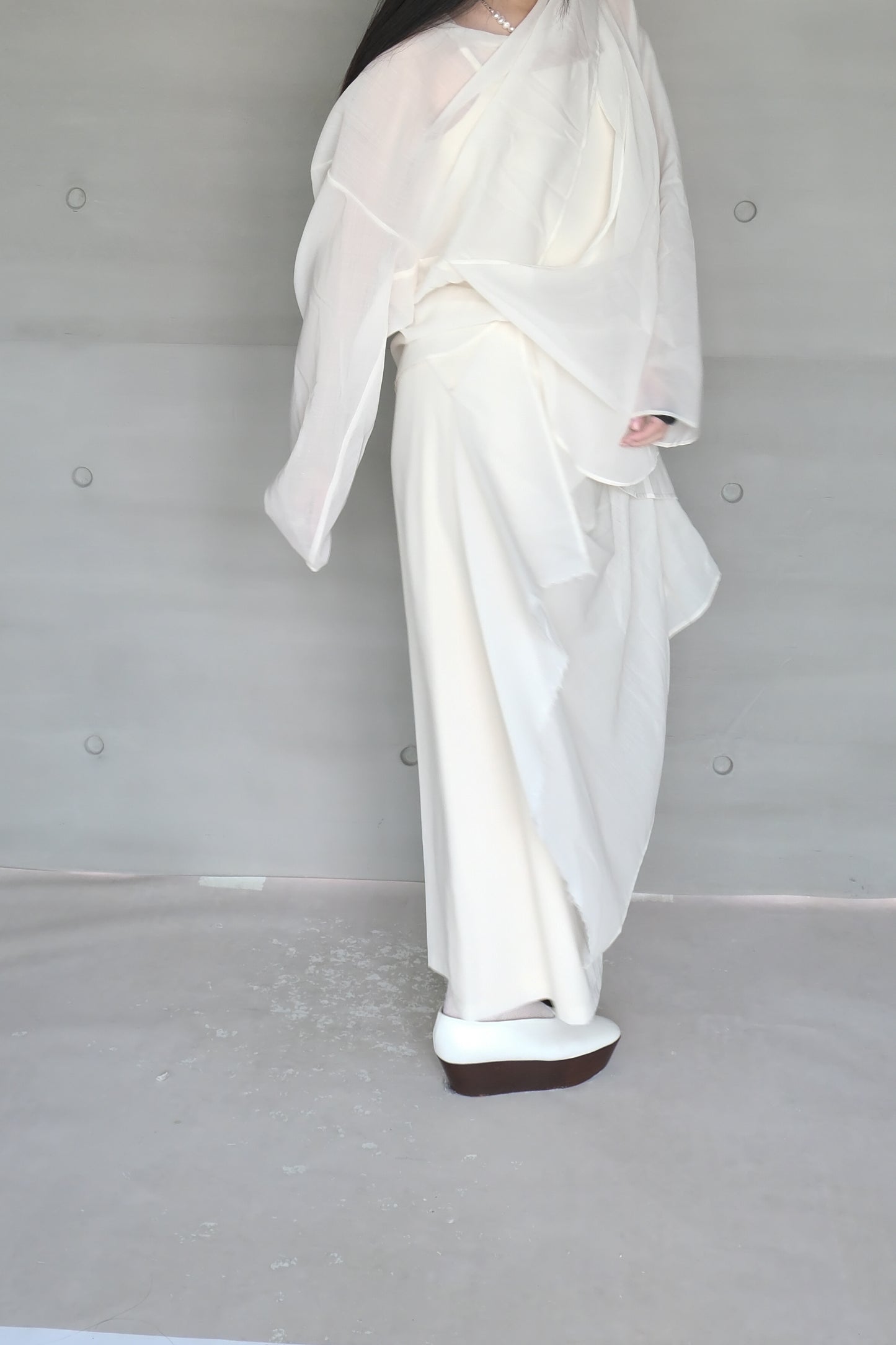 draped-tie wool blend straight skirt (limited item)