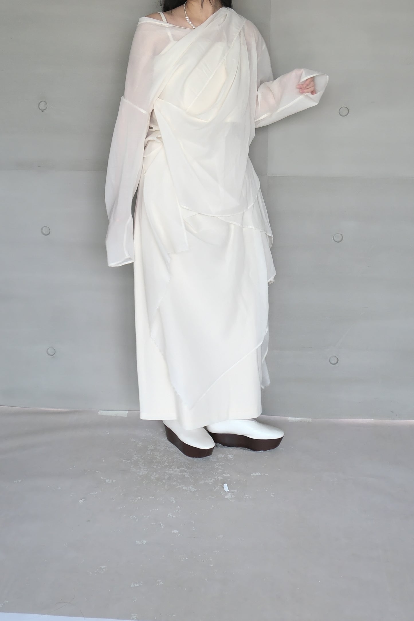 draped-tie wool blend straight skirt (limited item)