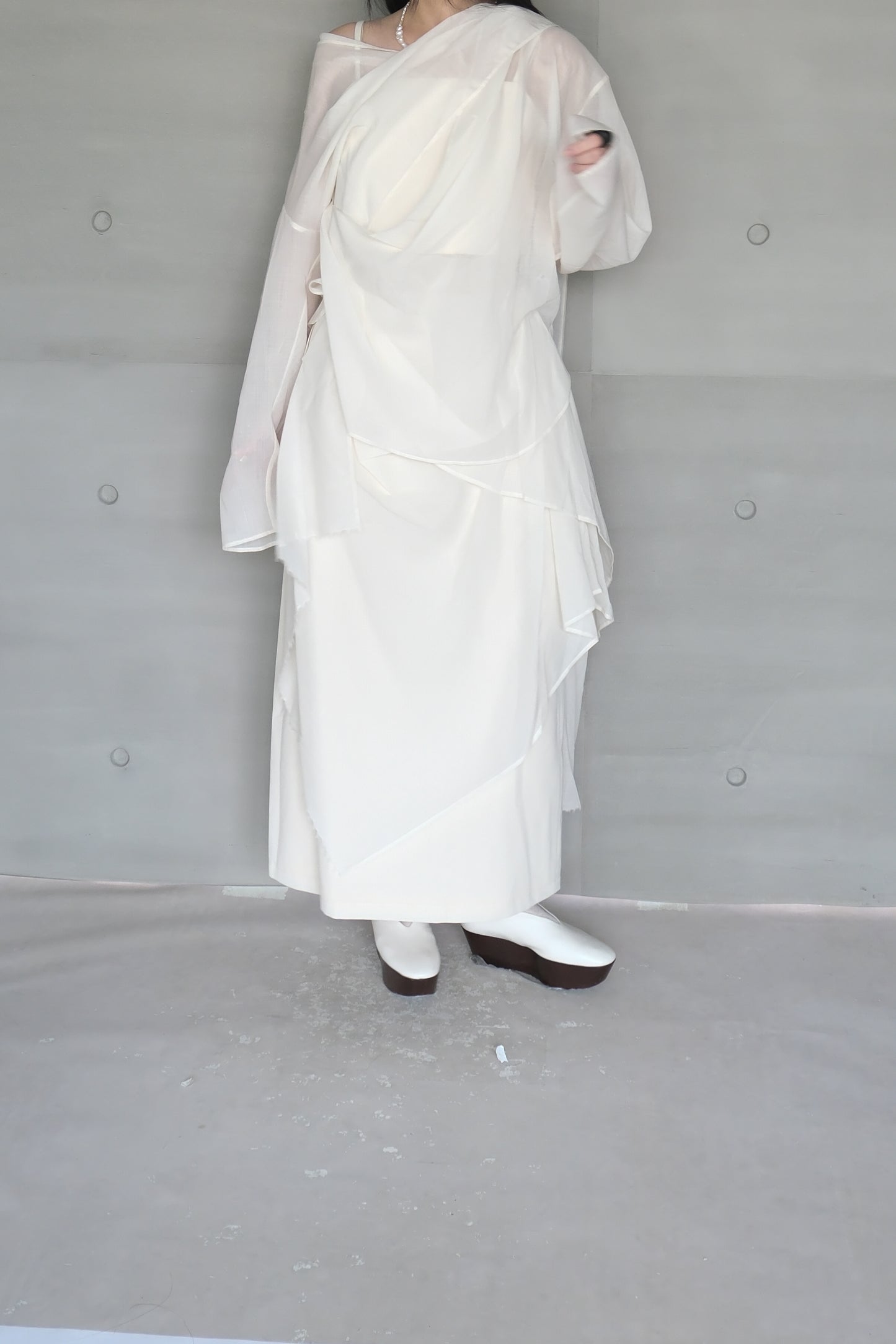 draped-tie wool blend straight skirt (limited item)