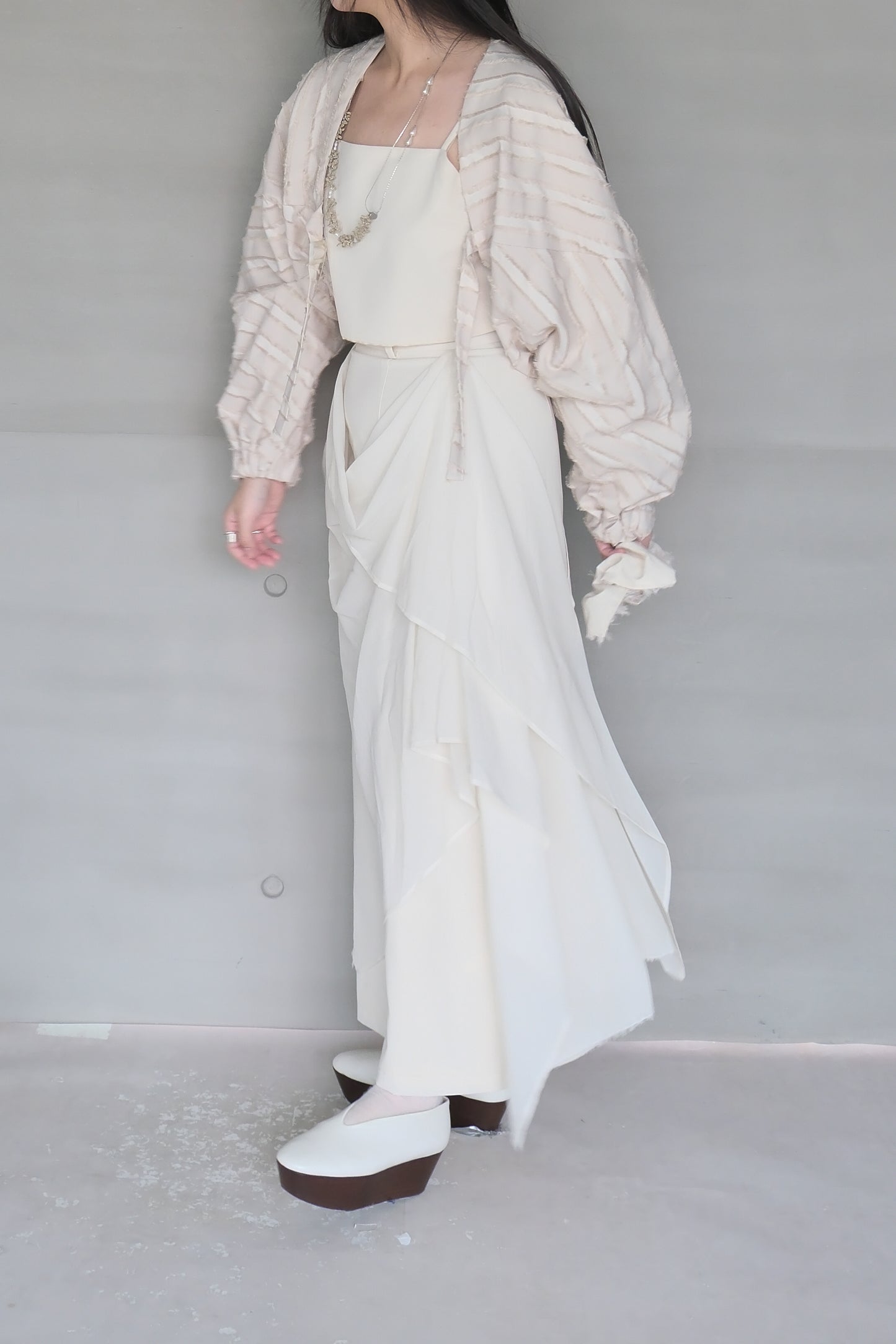 draped-tie wool blend straight skirt (limited item)