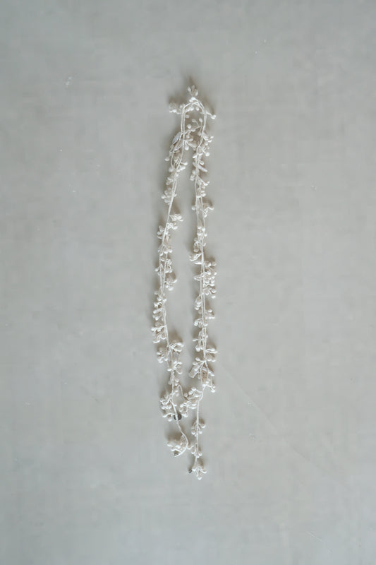woven floral pearl necklace - beige