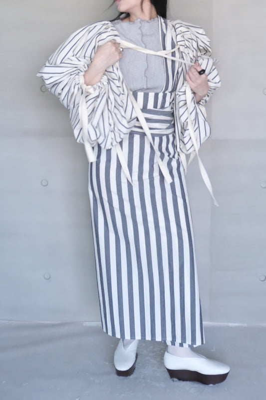 one shoulder linen-cotton wrapped skirt （in-stock)