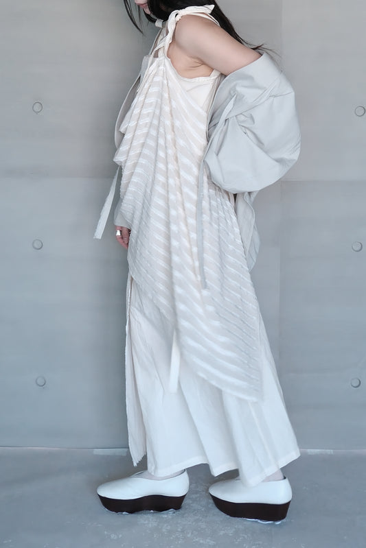 asymmetric striped halter dress（pre-order)