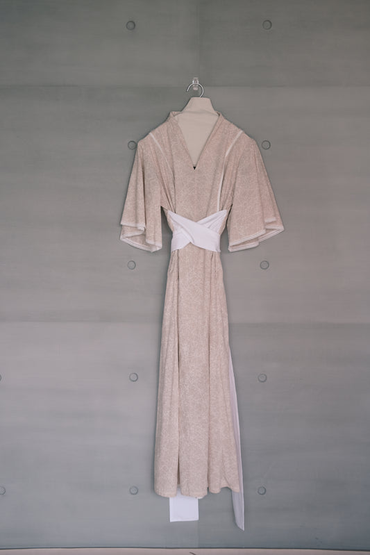open-back pink ink-splatter cotton dress (in-stock)