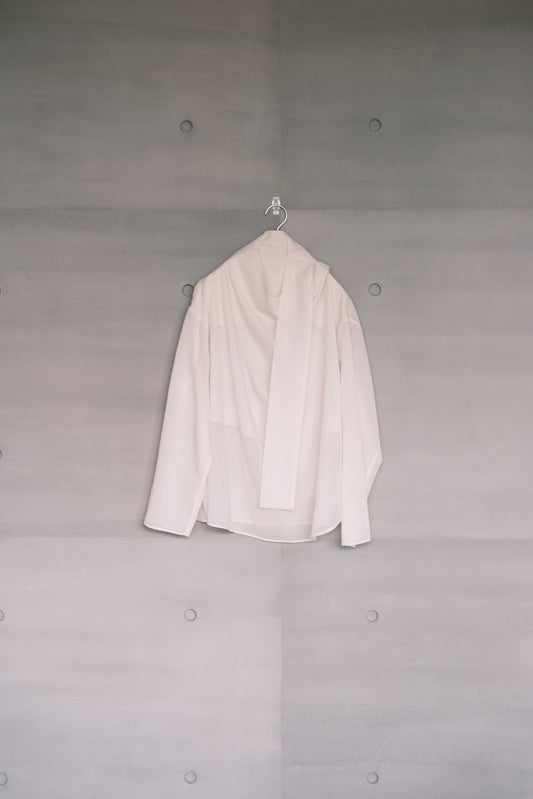 oversized tied-neck top - ivory (in-stock)