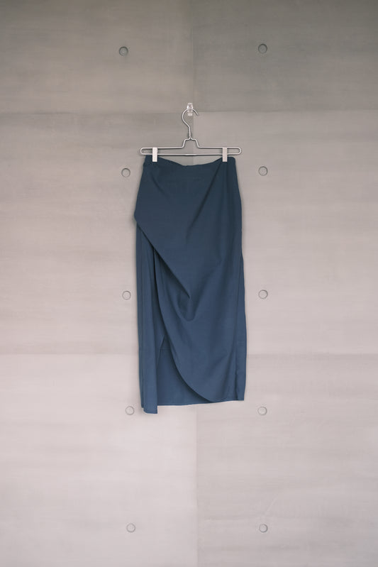 wool- blend asymmetric draped skirt (pre-order)